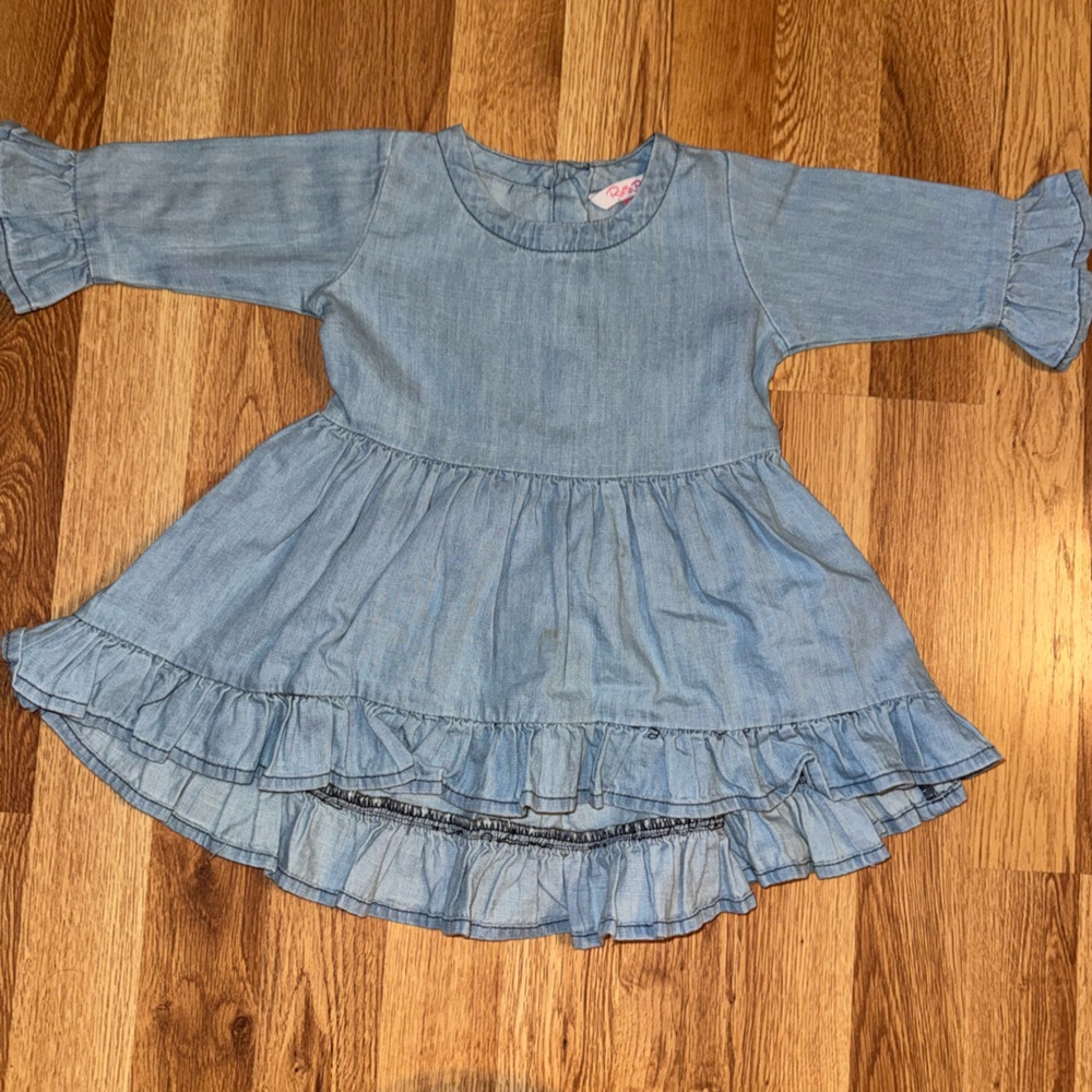 Ruffle Butts Light Blue Chambray Ruffle Dress